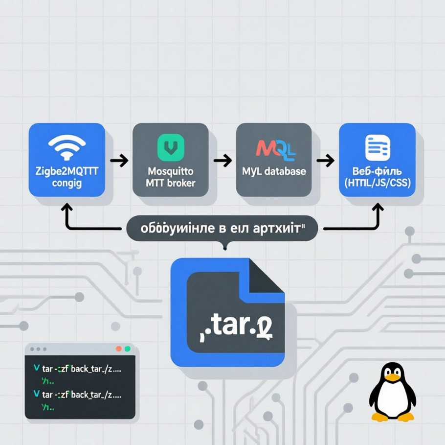 Как сделать бэкап Zigbee2MQTT, Mosquitto, MySQL и веб-файлов на Linux