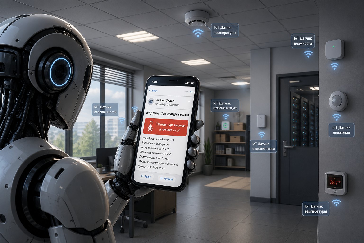 Добавление емаил уведомлений по событиям iot датчиков