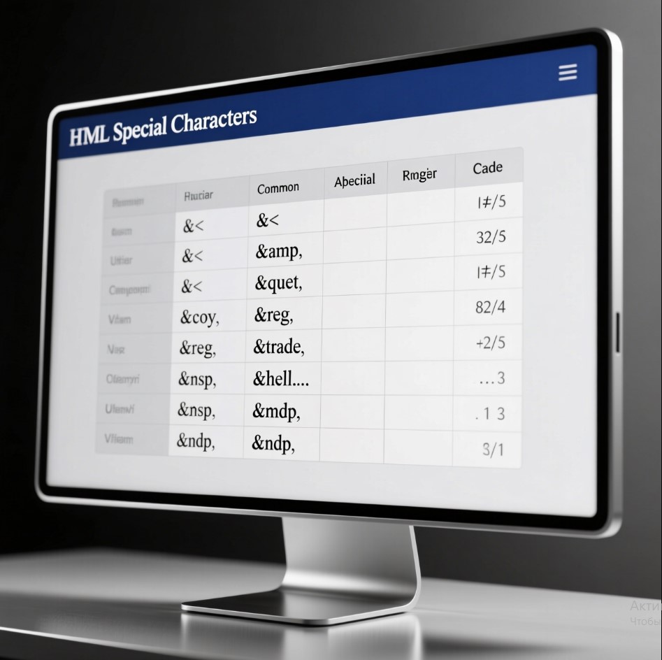 Таблица спецсимволов в html коде