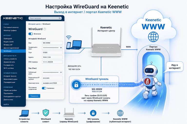 Настройка WireGuard на Keenetic для выхода в интернет 